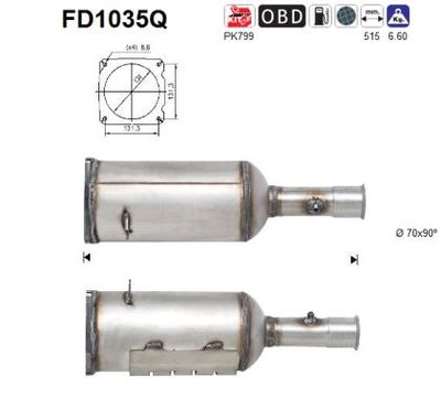 Filtr sadzy / filtr cząstek stałych, układ wydechowy AS FD1035Q