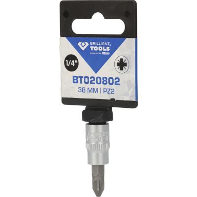 Brilliant Tools BT020802 Nástrčný ořech s bitem 1/4", s křížovou drážkou PZ, PZ2