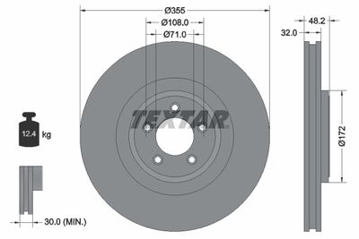 Тормозной диск TEXTAR 92186305 для JAGUAR XK