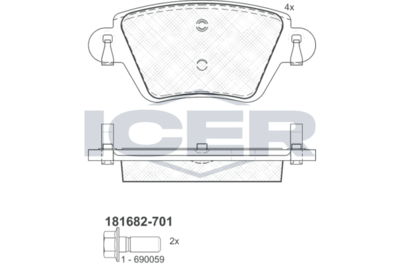 Комплект тормозных колодок, дисковый тормоз ICER 181682-701 для NISSAN KUBISTAR