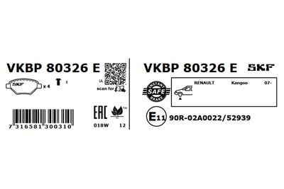 Brake Pad Set, disc brake VKBP 80326 E