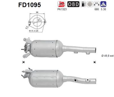 Filtr sadzy / filtr cząstek stałych, układ wydechowy AS FD1095