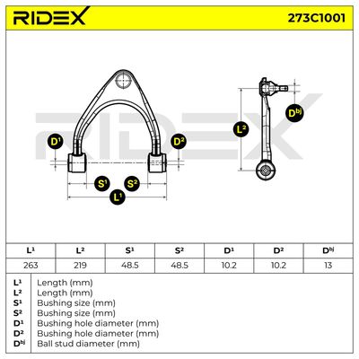носач, окачване на колелата RIDEX 273C1001