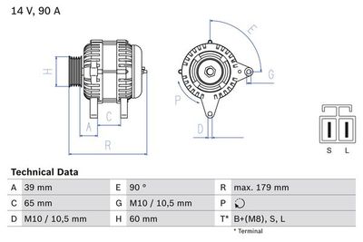 Генератор BOSCH 0 986 083 480 для MAZDA MPV