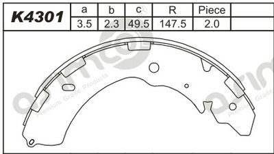 Комплект тормозных колодок ASIMCO K4301 для MITSUBISHI L200