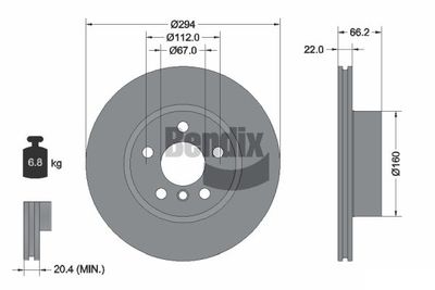 BENDIX Braking BDS1633HC Тормозные диски  для BMW 3 (G20, G80) 316 d Mild-Hybrid