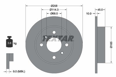 Тормозной диск TEXTAR 92056400 для NISSAN PRIMERA
