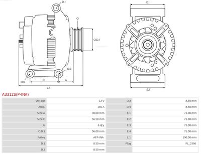 Alternator A3312S(P-INA)