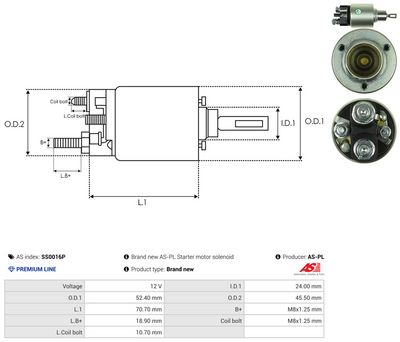 SOLENOID ELECTROMOTOR AS-PL SS0016P 3