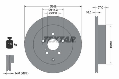 Тормозной диск TEXTAR 92222200 для SUZUKI GRAND VITARA