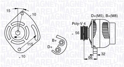 Генератор MAGNETI MARELLI 063377012010 для FIAT IDEA