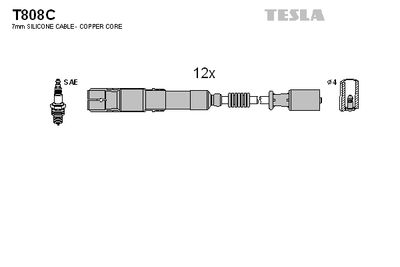 Комплект проводов зажигания TESLA T808C для MERCEDES-BENZ VIANO