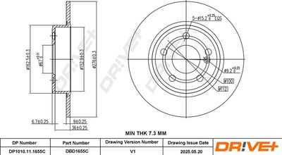 Tarcza hamulcowa DR!VE+ DBD1655C