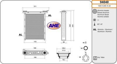 Теплообменник, отопление салона AHE 94040 для NISSAN NV300