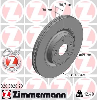 Тормозной диск ZIMMERMANN 320.3820.20 для KIA STINGER
