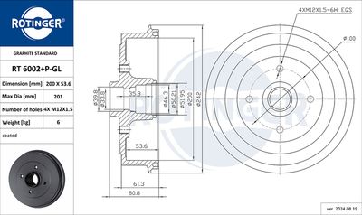 спирачен барабан ROTINGER RT 6002+P-GL