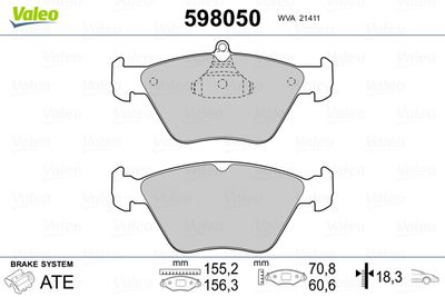 VALEO 598050 Тормозные колодки и сигнализаторы  для OPEL CALIBRA (Опель Калибра)