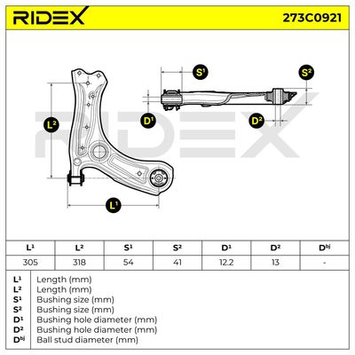 носач, окачване на колелата RIDEX 273C0921
