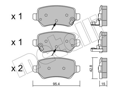 METELLI 22-0542-2 Тормозные колодки и сигнализаторы  для KIA CEED (JD) 1.6 CVVT