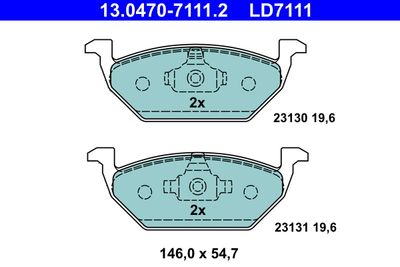 Комплект тормозных колодок, дисковый тормоз ATE 13.0470-7111.2 для VW UP!