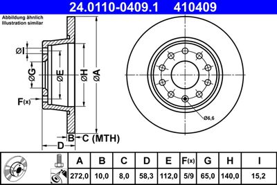 Тормозной диск ATE 24.0110-0409.1 для SEAT ATECA