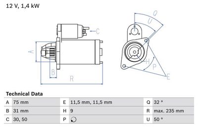 Стартер BOSCH 0 986 019 840 для OPEL SPEEDSTER