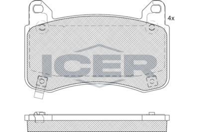комплект спирачно феродо, дискови спирачки ICER 182404