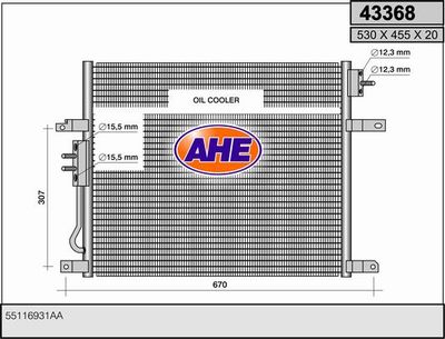 Конденсатор, кондиционер AHE 43368 для JEEP GRAND CHEROKEE