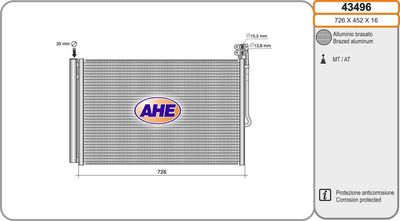 Конденсатор, кондиционер AHE 43496 для VW TOUAREG