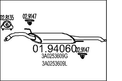 Глушитель выхлопных газов конечный MTS 01.94060 для VW PASSAT