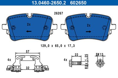 Brake Pad Set, disc brake 13.0460-2650.2