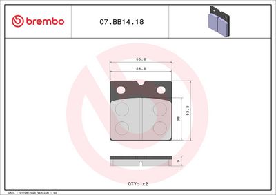Zestaw klocków hamulcowych, hamulce tarczowe BREMBO 07BB1418