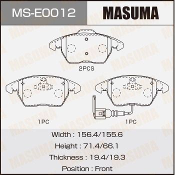 Комплект тормозных колодок MASUMA MS-E0012 для VW CC