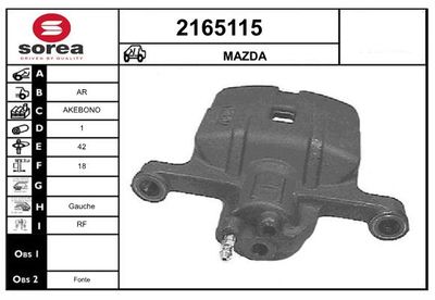 EAI 2165115 Тормозной суппорт  для MAZDA (Мазда)