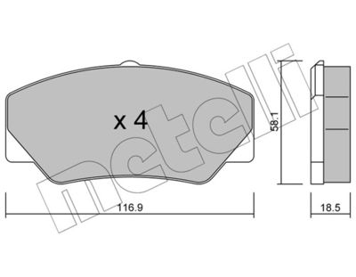 Комплект тормозных колодок, дисковый тормоз METELLI 22-0056-0 для FORD P100