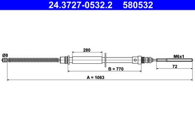 Тросик, cтояночный тормоз ATE 24.3727-0532.2 для PEUGEOT EXPERT