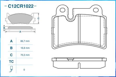 Комплект тормозных колодок, дисковый тормоз CWORKS C12CR1022 для VW TOUAREG