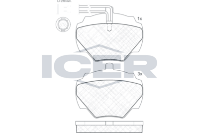 комплект спирачно феродо, дискови спирачки ICER 140702