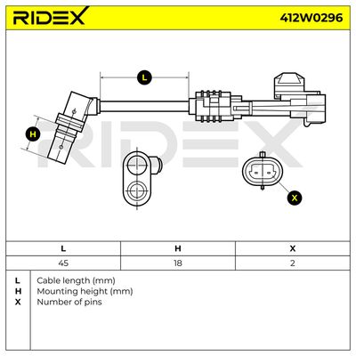 датчик, обороти на колелото RIDEX 412W0296