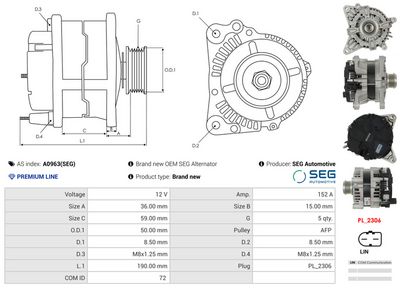 GENERATOR / ALTERNATOR AS-PL A0963SEG 4