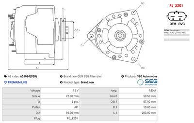 Alternator AS-PL A01084(SEG)
