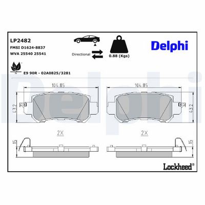 BREMSBELAGSATZ SCHEIBENBREMSE DELPHI LP2482 2