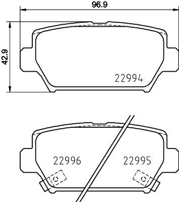 Комплект тормозных колодок, дисковый тормоз HELLA 8DB 355 039-401 для MITSUBISHI ECLIPSE	CROSS