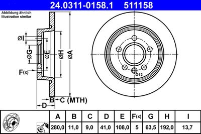 Тормозной диск ATE 24.0311-0158.1 для VOLVO V50