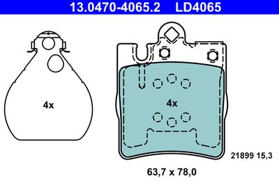 Комплект тормозных колодок, дисковый тормоз ATE 13.0470-4065.2 для MERCEDES-BENZ CLC-CLASS