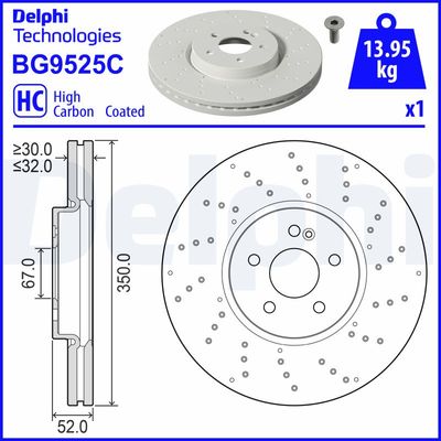 Tarcza hamulcowa DELPHI BG9525C