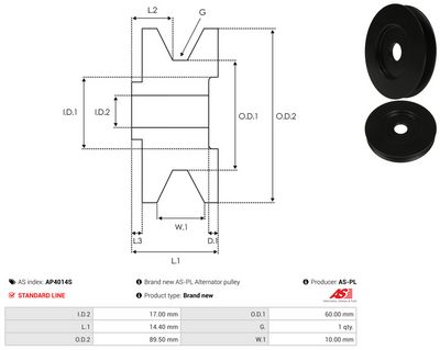 Vorschau Riemenscheibe, Generator Ansicht 3