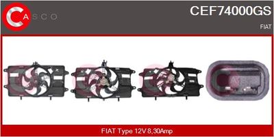 CASCO CEF74000GS Вентилятор системы охлаждения двигателя для FIAT DOBLO Автофургон / микроавтобус (223_) 1.2 (223ZXA1A)