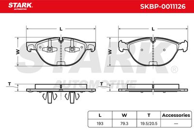 комплект спирачно феродо, дискови спирачки STARK SKBP-0011126