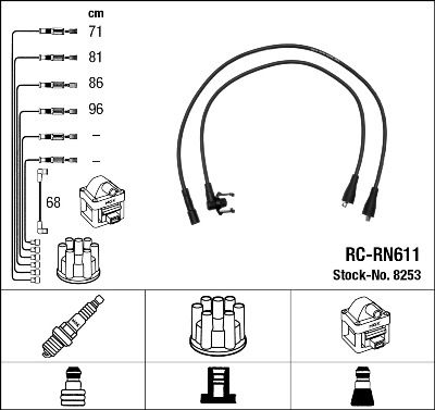 Комплект проводов зажигания NGK 8253 для RENAULT TRAFIC